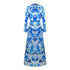 Inoa Fashion Blue Orchird L203 Blue Floral Fish Dress Womens